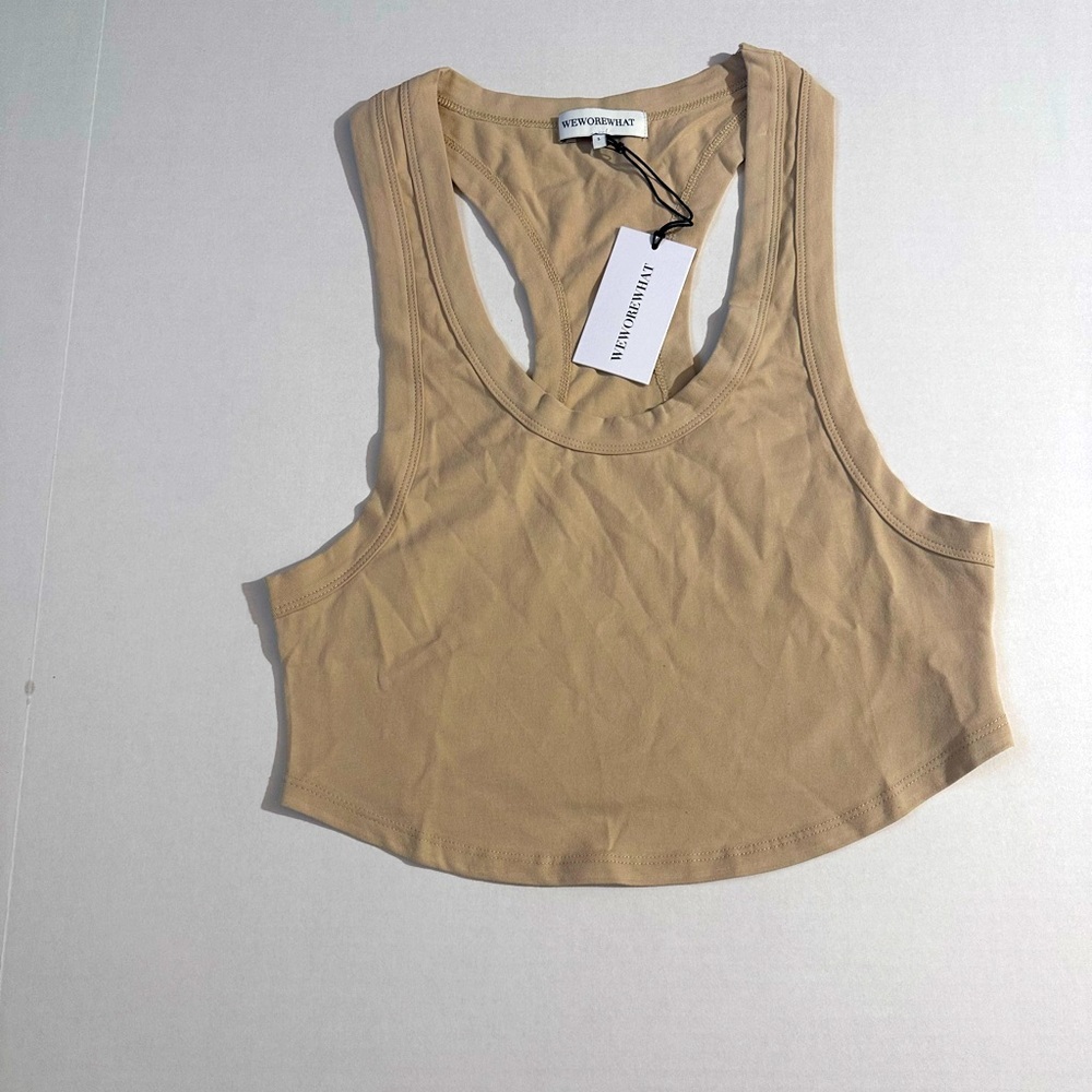 Weworewhat Cropped Scoop neck tank top Beige size L NWT - Picture 5 of 9